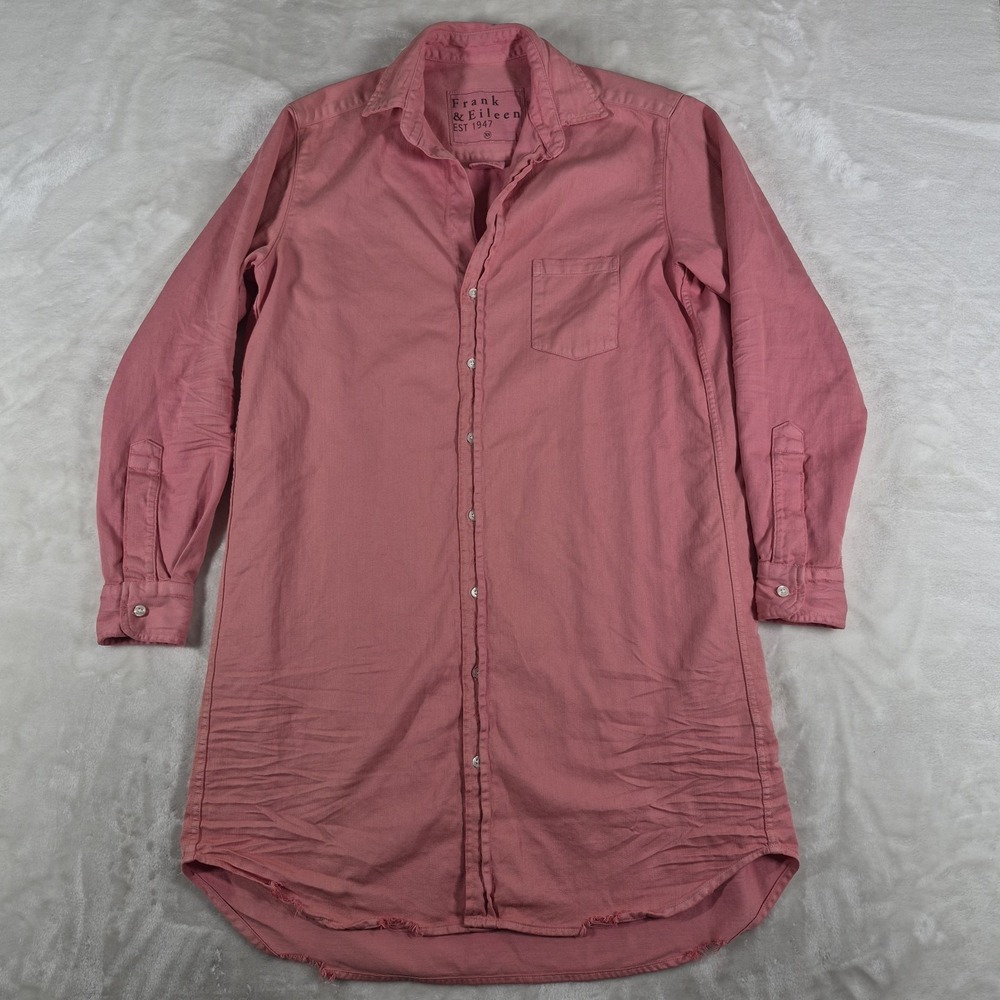 Frank & Eileen‎ Mary Shirt Dress Women's XS Pink 100% Cotton Distressed USA